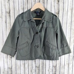 French Cuff Cropped Military Olive Swing Jacket S